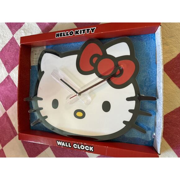 Sanrio Other - Sanrio Hello Kitty Wall Clock Large Brand New White Red Analog Display